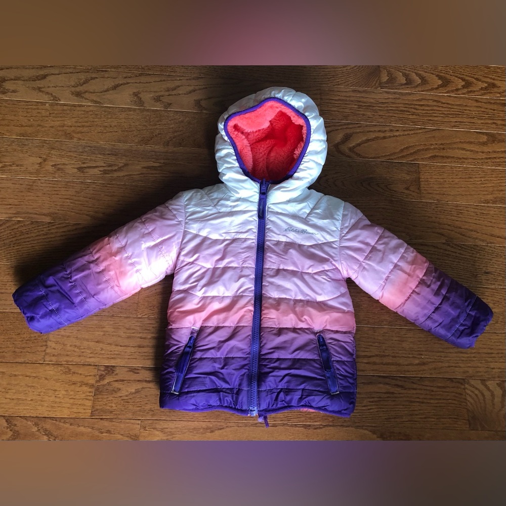 Eddie Bauer Toddler Girls Deer Harbor Reversible Hooded Jacket- size 3T